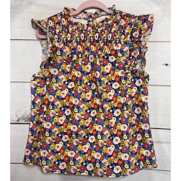 SSYS Top Size Small Multi Color Floral Print Ruffles - Picture 1 of 6